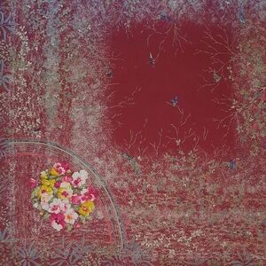 Gucci Floral Red and Pink Silk Scarf